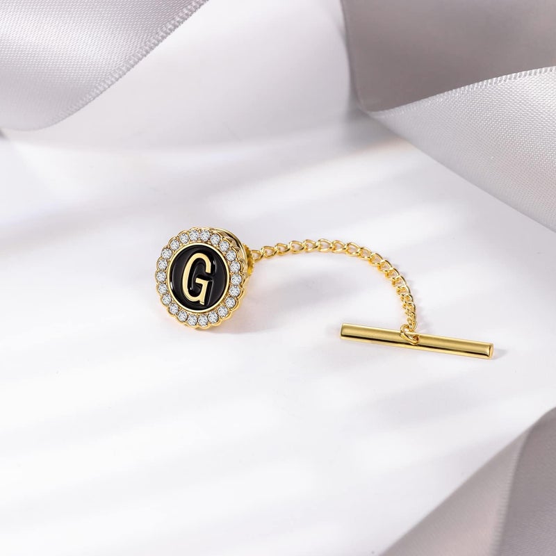 HAWSON Gold Cufflinks and Tie Tack for Men, Gold Cufflinks Crystal with Lapel Pins for Men's Women Set, Tie Tack with Chain on Tie Wedding Business Accessories - Image 2